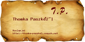Thomka Paszkál névjegykártya
